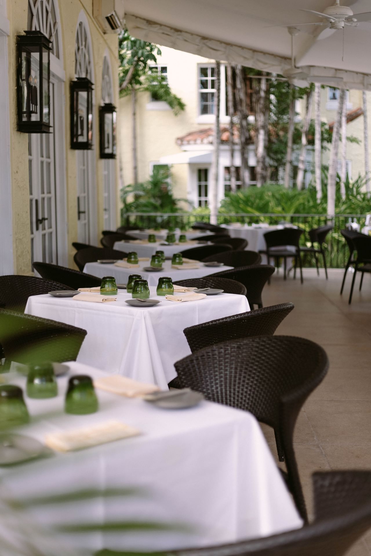 The dining table arranged in Dining Terrace at Brazilian Court