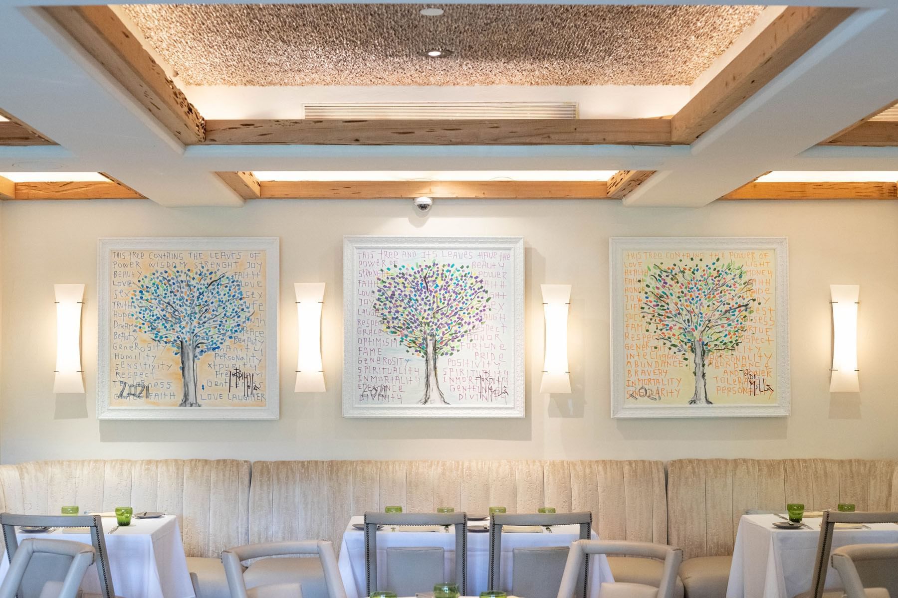 Indoor dining setup in Café Boulud at Brazilian Court  